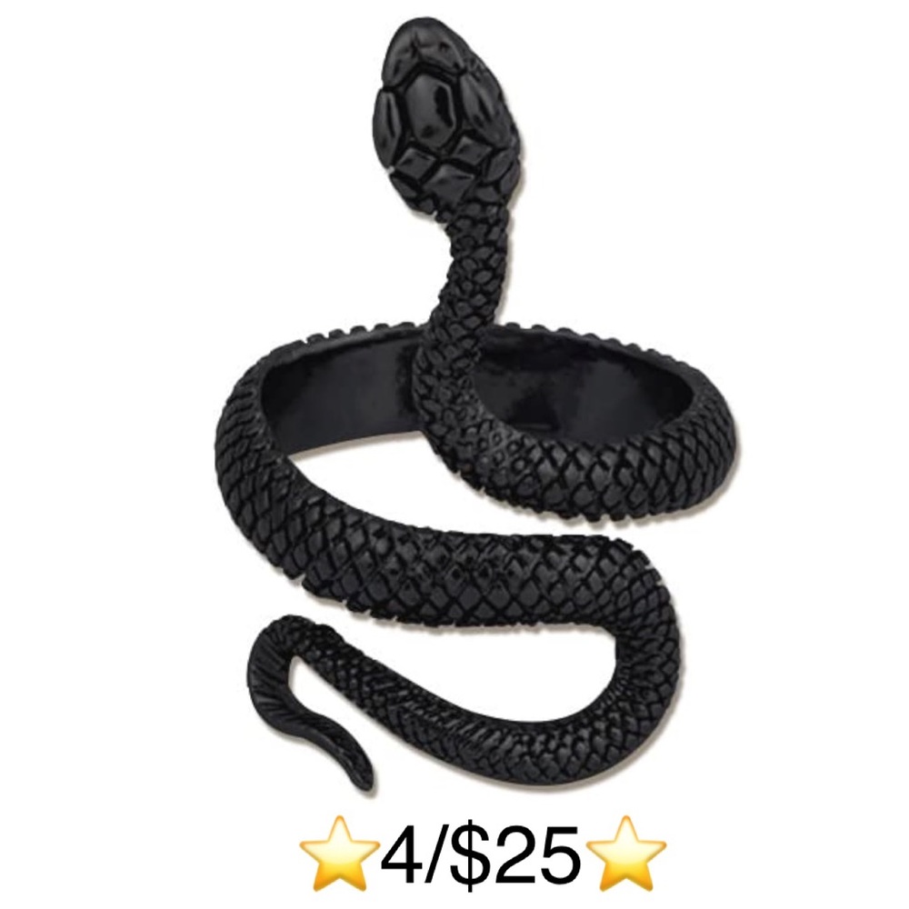 Adjustable Open Style Black Snake Ring